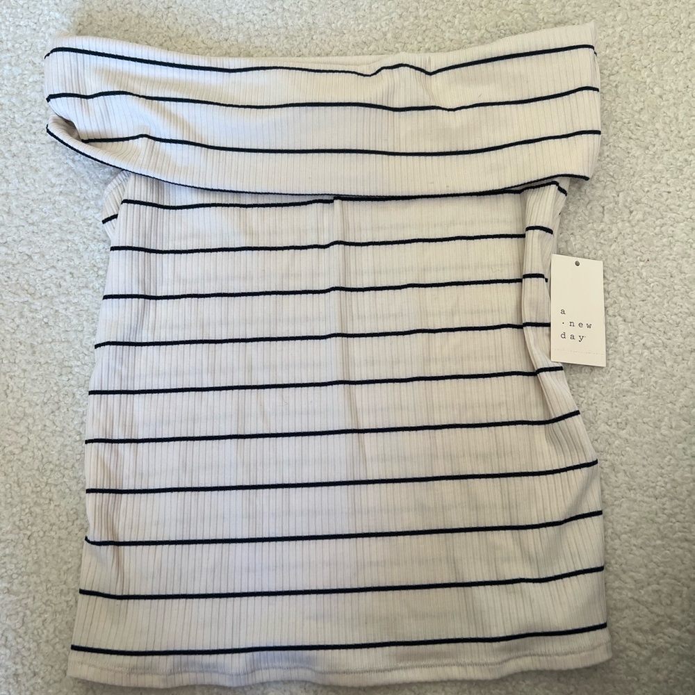 A New Day Off-Shoulder Striped Top